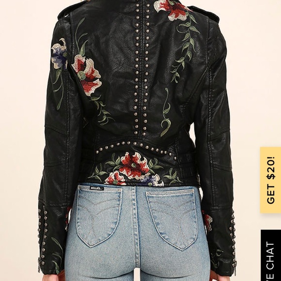 Studded, embroidered moto jacket. - Picture 3 of 6